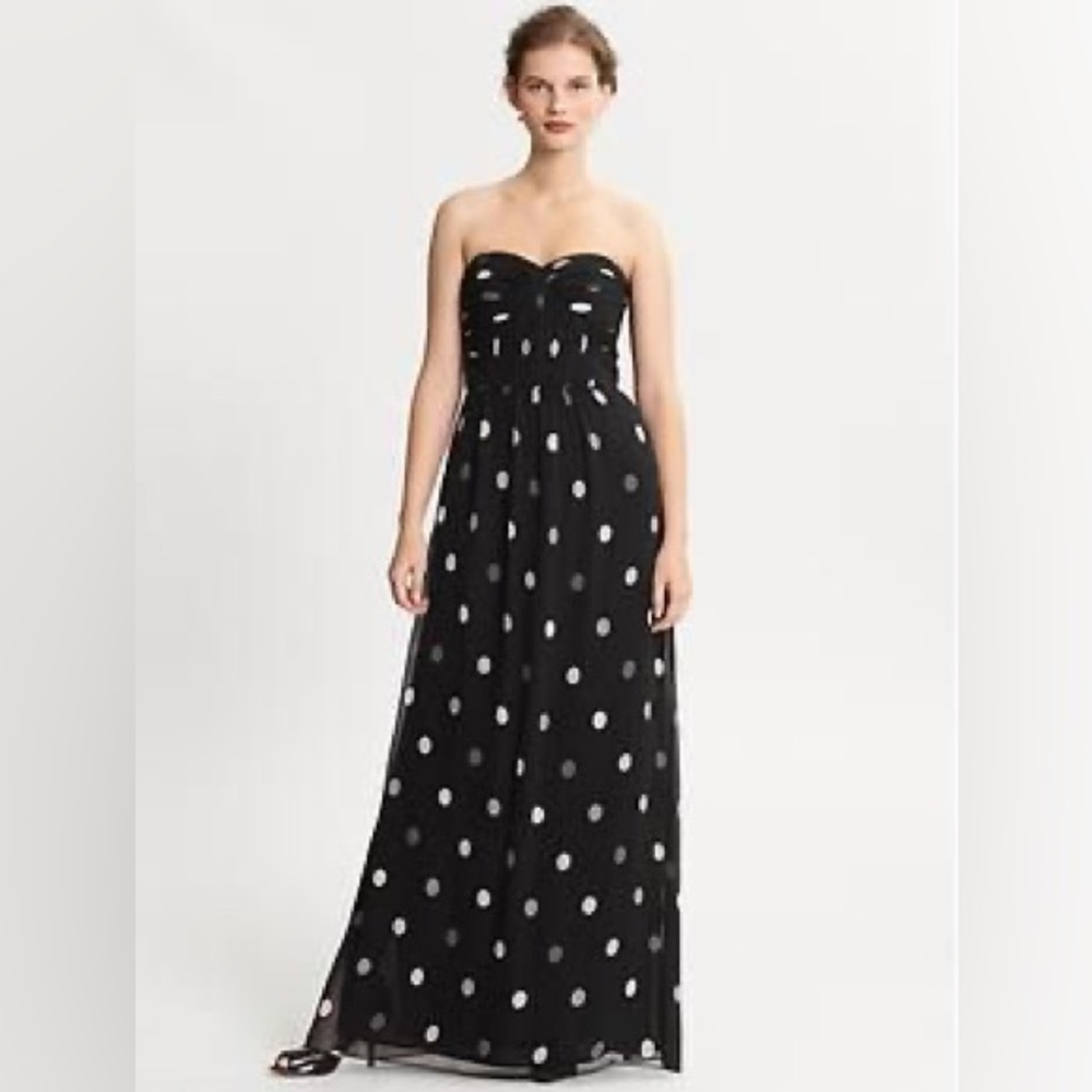 HP! x3✨Banana Republic Strapless Black Polka Dot Maxi Dress – Size 8